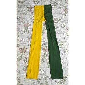 Color Block Leggings Yellow Green Funky Statement Athleisure Womens